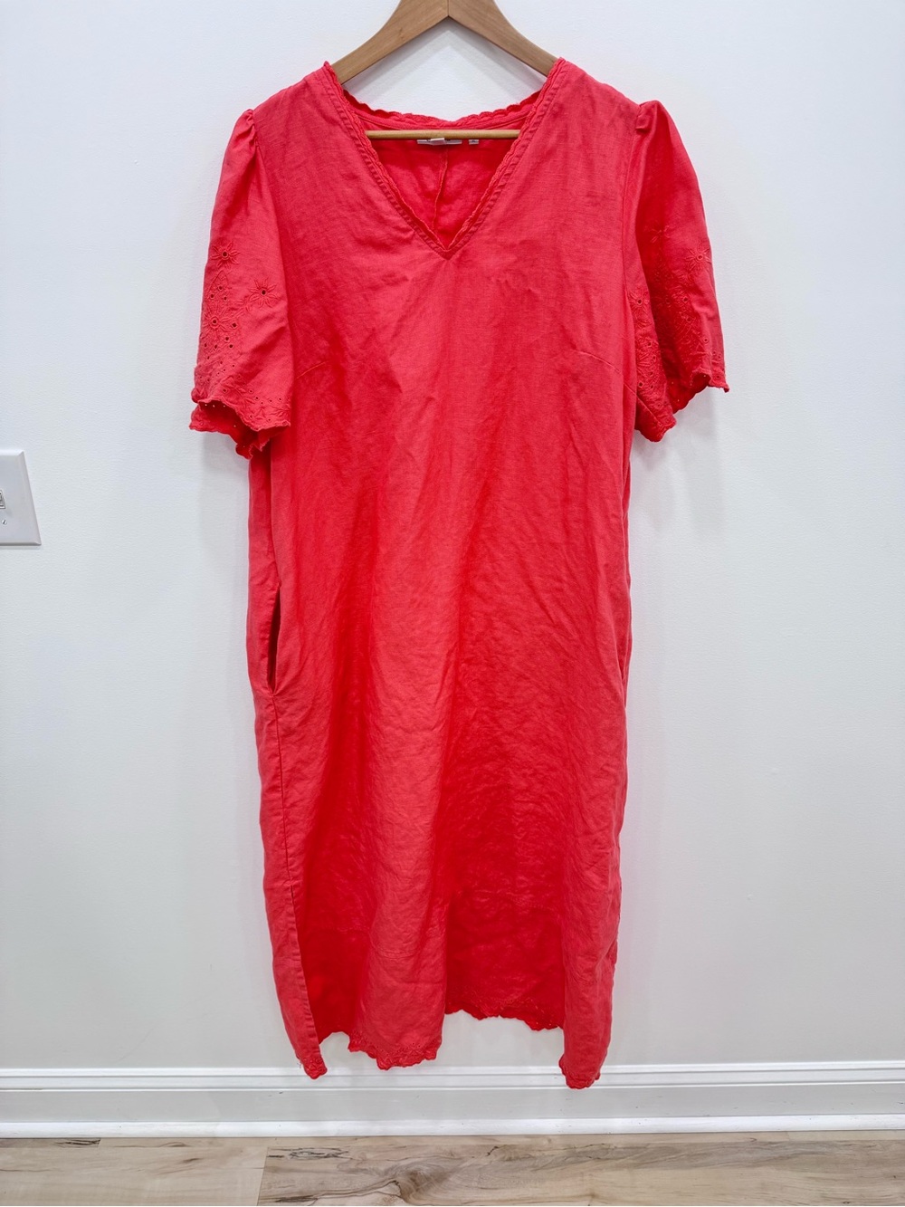 Chico's Womens Linen V-Neck Maxi Dress Embroidered Size XL Boho Vacation Resort - Picture 2 of 7